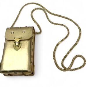 US TWO Los Angeles Metallic Leather Studded Box Bag Purse Crossbody Small